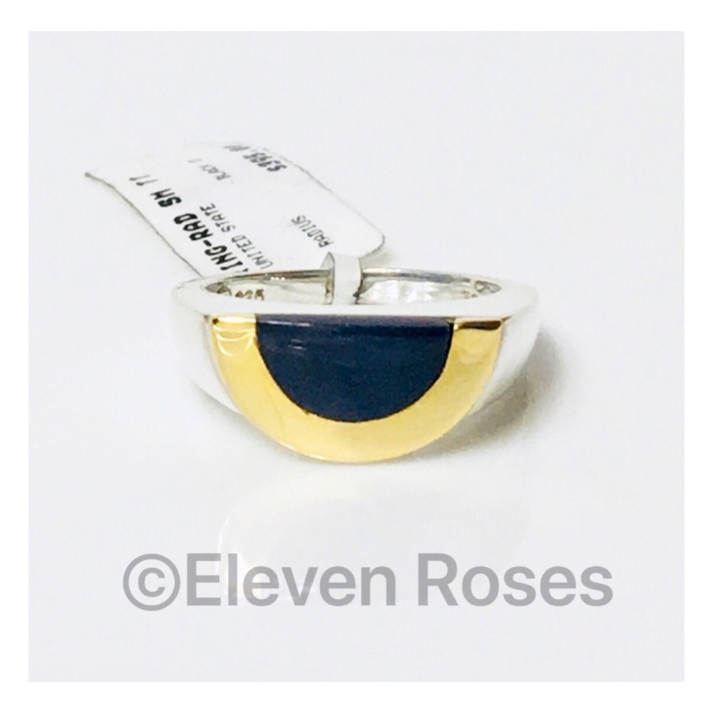 Movado Sterling & 18k Black Onyx Radius Ring NWT